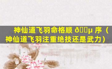 神仙道飞羽命格顺 🌵 序（神仙道飞羽注重绝技还是武力）